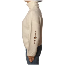 Pinko - Sweater Guyana High Neck Oversized with Studs - White - Sweater - Made in Italy - Luxury Exclusive Collection - Avvenice