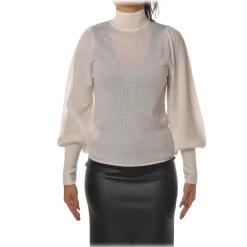 Pinko - Sweater Maccarese in Ribbed Wool - White - Sweater - Made in Italy - Luxury Exclusive Collection - Avvenice