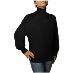 Pinko - Sweater MegaMix High Neck Oversized Fit - Black - Sweater - Made in Italy - Luxury Exclusive Collection - Avvenice