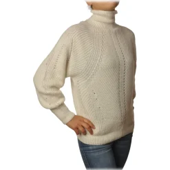 Pinko - Sweater MegaMix High Neck Oversized Fit - White - Sweater - Made in Italy - Luxury Exclusive Collection - Avvenice