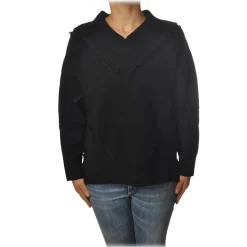 Pinko - Sweater Mozambico Oversized with V-neck - Black - Sweater - Made in Italy - Luxury Exclusive Collection - Avvenice