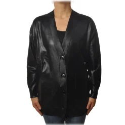 Pinko - Sweater Sebbene Oversized in Glossy Coated Effect - Black - Sweater - Made in Italy - Luxury Exclusive Collection - Avvenice