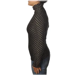 Pinko - Sweater Termometro in Diagonal Laminated Knit - Black/Gold - Sweater - Made in Italy - Luxury Exclusive Collection - Avvenice