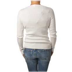 Pinko - Sweater Uruguay with Long Sleeve and V-neck - White - Sweater - Made in Italy - Luxury Exclusive Collection - Avvenice