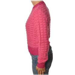 Pinko - Sweater with Embossed Wool Motif - Pink - Sweater - Made in Italy - Luxury Exclusive Collection - Avvenice