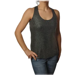 Pinko - Top Bakugan Rowing Tank Top with Strass - Black - Top - Made in Italy - Luxury Exclusive Collection - Avvenice