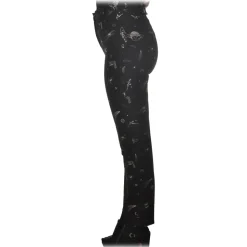 Pinko - Trousers Bella11 Straight Leg Planet Print - Black - Trousers - Made in Italy - Luxury Exclusive Collection - Avvenice