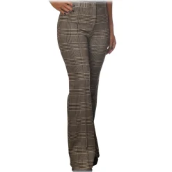 Pinko - Trousers Hulka Flared Leg in Galles Motif - Beige/Black - Trousers - Made in Italy - Luxury Exclusive Collection - Avvenice