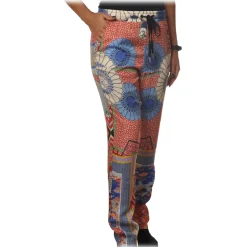 Pinko - Trousers Phebe5 Soft Leg in Pattern - Red/Blue - Trousers - Made in Italy - Luxury Exclusive Collection - Avvenice