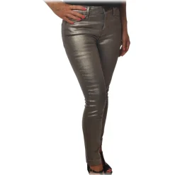 Pinko - Trousers Sabrina9 Slim Fit in Pleated Canvas - Silver - Trousers - Made in Italy - Luxury Exclusive Collection - Avvenice