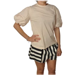 Pinko - T-shirt Bettyboop Round-neck with Balloon Sleeve - Ivory - T-shirt - Made in Italy - Luxury Exclusive Collection - Avvenice