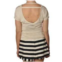 Pinko - T-shirt Hercules with Boat Neck and Laces - Light Beige - T-shirt - Made in Italy - Luxury Exclusive Collection - Avvenice