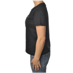 Pinko - T-shirt Quentin1 with Swallows Logo in Rhinestones - Black - T-shirt - Made in Italy - Luxury Exclusive Collection - Avvenice