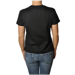 Pinko - T-shirt Quentin1 with Swallows Logo in Rhinestones - Black - T-shirt - Made in Italy - Luxury Exclusive Collection - Avvenice
