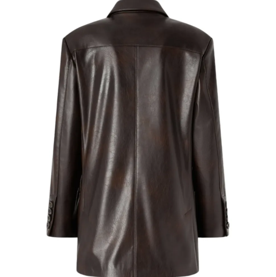 Pinko - Vintage Effect Eco-Leather Blazer - Brown - Jacket - Made in Italy - Luxury Exclusive Collection - Avvenice