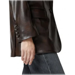 Pinko - Vintage Effect Eco-Leather Blazer - Brown - Jacket - Made in Italy - Luxury Exclusive Collection - Avvenice