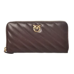 Pinko - Wallet Ryder v Quilt in Leather with Logo - Bordeaux - Bag - Made in Italy - Luxury Exclusive Collection - Avvenice