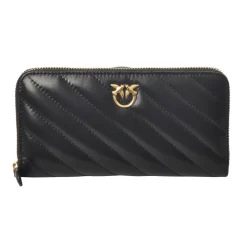 Pinko - Wallet Ryder v Quilt in Leather with Logo - Black - Bag - Made in Italy - Luxury Exclusive Collection - Avvenice