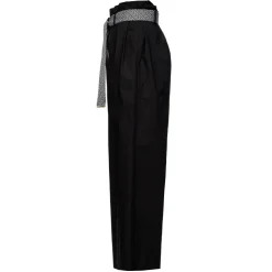 Pinko - Wide Leg Cropped Poplin Trousers - Black - Trousers - Made in Italy - Luxury Exclusive Collection - Avvenice