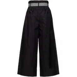 Pinko - Wide Leg Cropped Poplin Trousers - Black - Trousers - Made in Italy - Luxury Exclusive Collection - Avvenice