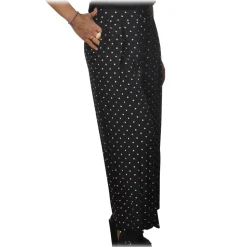 Pinko - Wide Leg Trousers Crembrule in Pois Pattern - Black - Trousers - Made in Italy - Luxury Exclusive Collection - Avvenice