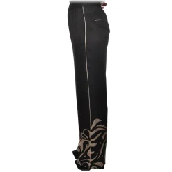 Pinko - Wide Leg Trousers Koda in Fantasy Pattern - Black/Ivory - Trousers - Made in Italy - Luxury Exclusive Collection - Avvenice