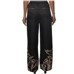 Pinko - Wide Leg Trousers Koda in Fantasy Pattern - Black/Ivory - Trousers - Made in Italy - Luxury Exclusive Collection - Avvenice