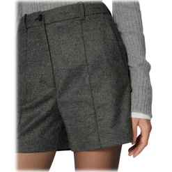 Pinko - Wool Flannel Tailoring Shorts - Grey - Trousers - Made in Italy - Luxury Exclusive Collection - Avvenice