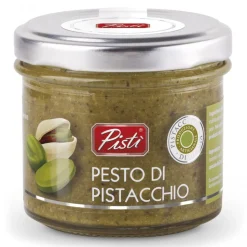 Pistì - Spreadable Pistachio Pesto - Bronte Sicily - Artisan Pesto - In Basic Glass Jar - 90 g - Avvenice