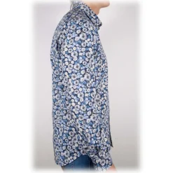 Poggianti 1985 - Blue Fantasy Shirt Italian Collar - Handmade in Italy - New Luxury Exclusive Collection - Avvenice