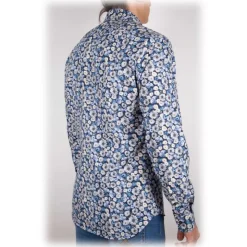 Poggianti 1985 - Blue Fantasy Shirt Italian Collar - Handmade in Italy - New Luxury Exclusive Collection - Avvenice