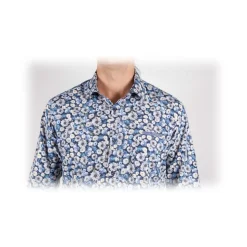 Poggianti 1985 - Blue Fantasy Shirt Italian Collar - Handmade in Italy - New Luxury Exclusive Collection - Avvenice