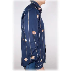 Poggianti 1985 - Blue Fantasy Shirt French Collar - Handmade in Italy - New Luxury Exclusive Collection - Avvenice