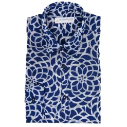 Poggianti 1985 - Blue Soft Collar Fantasy Shirt - Handmade in Italy - New Luxury Exclusive Collection - Avvenice