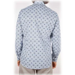 Poggianti 1985 - Blue Soft Collar Patterned Shirt - Handmade in Italy - New Luxury Exclusive Collection - Avvenice