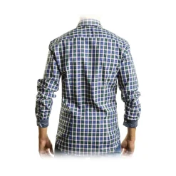 Poggianti 1985 - Checked Shirt with Denim Contrasts - Handmade in Italy - New Luxury Exclusive Collection - Avvenice