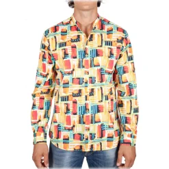 Poggianti 1985 - Fantasy Shirt Korean Collar Multicolor - Handmade in Italy - New Luxury Exclusive Collection - Avvenice
