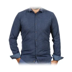 Poggianti 1985 - Flannel Shirt with Fantasy Contrasts - Handmade in Italy - New Luxury Exclusive Collection - Avvenice