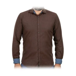 Poggianti 1985 - Flannel Shirt with Fantasy Contrasts - Handmade in Italy - New Luxury Exclusive Collection - Avvenice