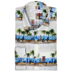 Poggianti 1985 - Landscape Soft Collar Fantasy Shirt - Handmade in Italy - New Luxury Exclusive Collection - Avvenice