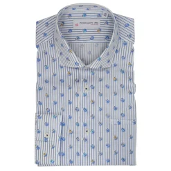 Poggianti 1985 - Light Blue / White Patterned Soft Collar Shirt - Handmade in Italy - New Luxury Exclusive Collection - Avvenice