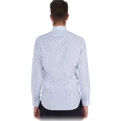 Poggianti 1985 - Light Blue / White Patterned Soft Collar Shirt - Handmade in Italy - New Luxury Exclusive Collection - Avvenice