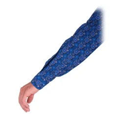 Poggianti 1985 - Light Blue / White Patterned Soft Collar Shirt - Handmade in Italy - New Luxury Exclusive Collection - Avvenice