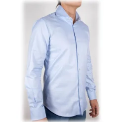 Poggianti 1985 - Light Blue Oxford French Collar Shirt - Handmade in Italy - New Luxury Exclusive Collection - Avvenice