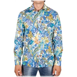 Poggianti 1985 - Linen Fantasy Shirt French Collar - Handmade in Italy - New Luxury Exclusive Collection - Avvenice