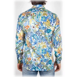 Poggianti 1985 - Linen Fantasy Shirt French Collar - Handmade in Italy - New Luxury Exclusive Collection - Avvenice