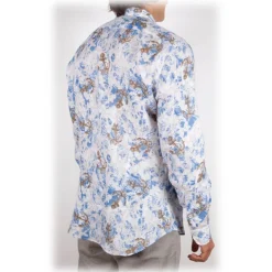 Poggianti 1985 - Linen Fantasy Shirt French Collar - Handmade in Italy - New Luxury Exclusive Collection - Avvenice