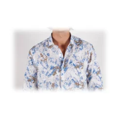 Poggianti 1985 - Linen Fantasy Shirt French Collar - Handmade in Italy - New Luxury Exclusive Collection - Avvenice