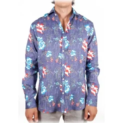 Poggianti 1985 - Linen Fantasy Shirt French Collar - Handmade in Italy - New Luxury Exclusive Collection - Avvenice