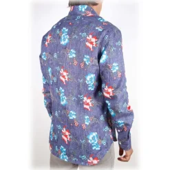 Poggianti 1985 - Linen Fantasy Shirt French Collar - Handmade in Italy - New Luxury Exclusive Collection - Avvenice